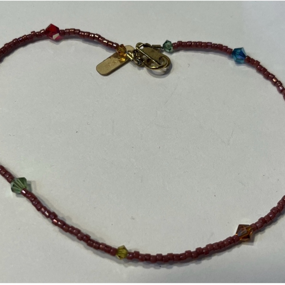 Holly Yashi 14kt GF Ankle Bracelet Bohemian Glass Beads Watermelon Color Beads